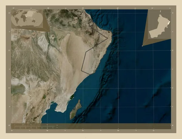Ashsharqiyah South 阿曼地区 高分辨率卫星地图 角辅助位置图 — 图库照片