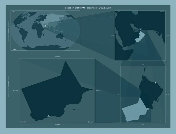 Dhofar Provincia Omán Diagrama Que Muestra Ubicación Región Mapas Gran —  Fotos de Stock