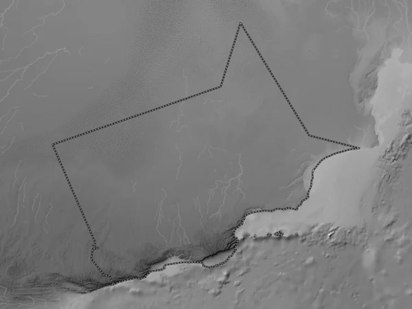 Дофар Провинция Оман Карта Высот Оттенках Серого Озерами Реками — стоковое фото