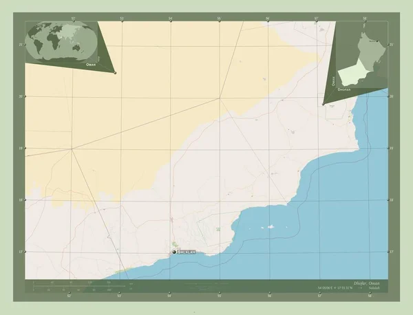 Dhofar Provincia Omán Open Street Map Ubicaciones Nombres Las Principales — Foto de Stock