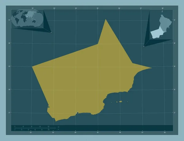 Dhofar Provinsen Oman Fast Färgform Hjälpkartor För Hörnen — Stockfoto