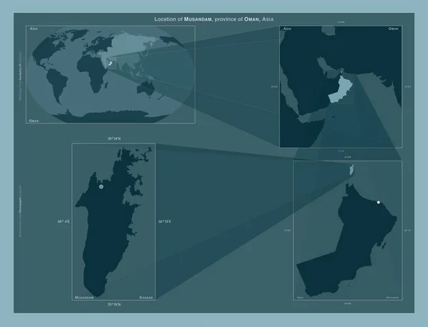 Мусандам Провінція Оман Діаграма Показує Розташування Регіону Мапах Великого Масштабу — стокове фото