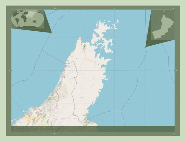 Мусандам Провінція Оман Відкрита Карта Вулиць Кутові Допоміжні Карти Місцезнаходження — стокове фото