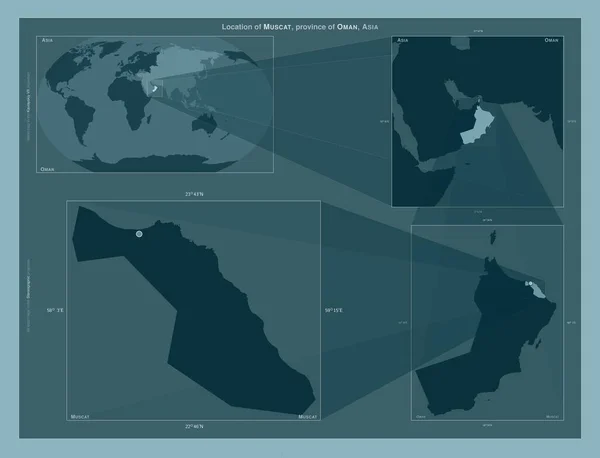 Мускат Провінція Оман Діаграма Показує Розташування Регіону Мапах Великого Масштабу — стокове фото