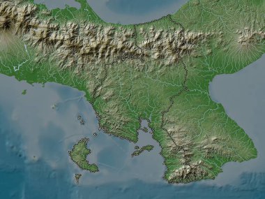 Veraguas, province of Panama. Elevation map colored in wiki style with lakes and rivers