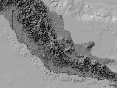 Central Province, province of Papua New Guinea. Bilevel elevation map with lakes and rivers