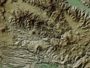 Chimbu, province of Papua New Guinea. Elevation map colored in wiki style with lakes and rivers