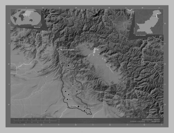 Azad Kashmir Centrally Administered Area Pakistan Grayscale Elevation Map Lakes — Φωτογραφία Αρχείου