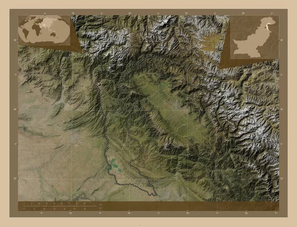 Azad Kashmir Centrally Administered Area Pakistan Low Resolution Satellite Map — Stockfoto