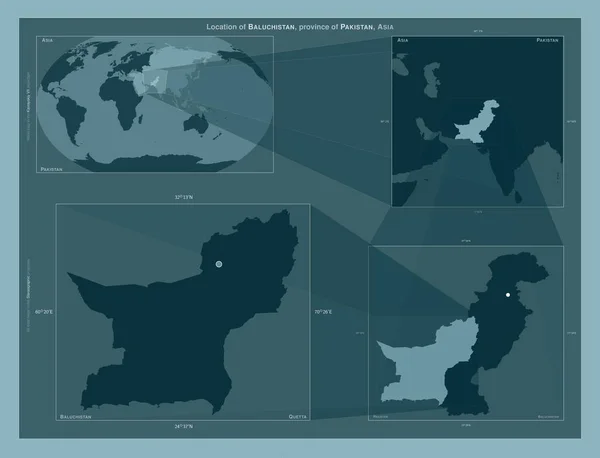 Baluchistan Province Pakistan Diagram Showing Location Region Larger Scale Maps — Photo