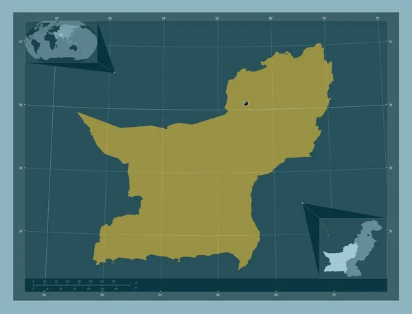 Baluchistan Province Pakistan Solid Color Shape Corner Auxiliary Location Maps — ストック写真