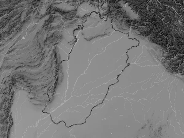 Punjab Province Pakistan Grayscale Elevation Map Lakes Rivers — Stock Fotó