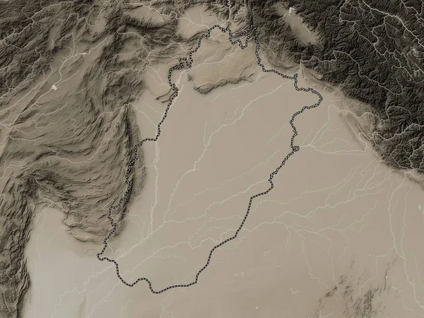 Punjab Province Pakistan Elevation Map Colored Sepia Tones Lakes Rivers — Stock Fotó