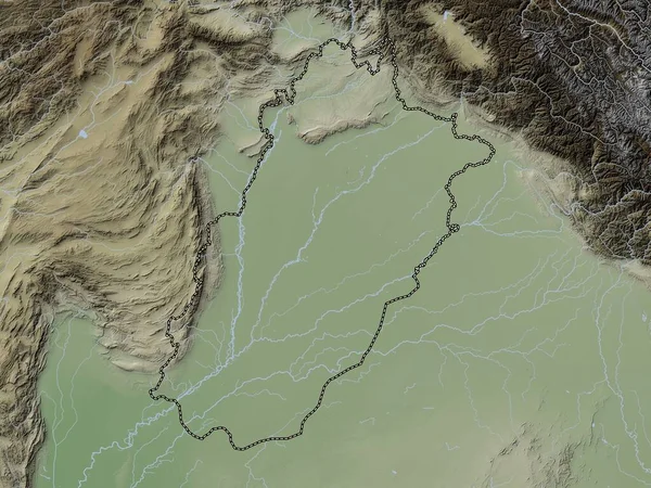 Punjab Province Pakistan Elevation Map Colored Wiki Style Lakes Rivers — Stock Fotó