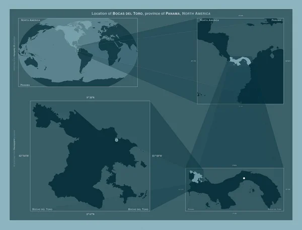 Bocas Del Toro Province Panama Diagram Showing Location Region Larger — Stock Photo, Image