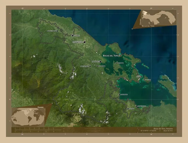 Bocas Del Toro Province Panama Low Resolution Satellite Map Locations — Stok Foto