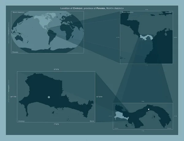 Chiriqui Province Panama Diagram Showing Location Region Larger Scale Maps — Foto de Stock