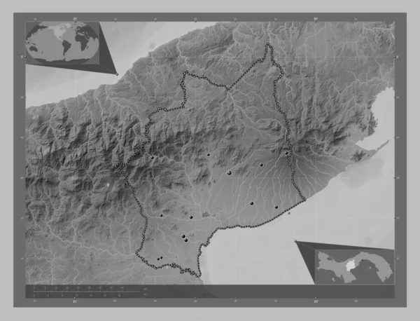 Cocle Province Panama Grayscale Elevation Map Lakes Rivers Locations Major — Stock fotografie