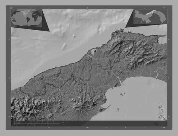 Colon Province Panama Bilevel Elevation Map Lakes Rivers Corner Auxiliary — Stock fotografie