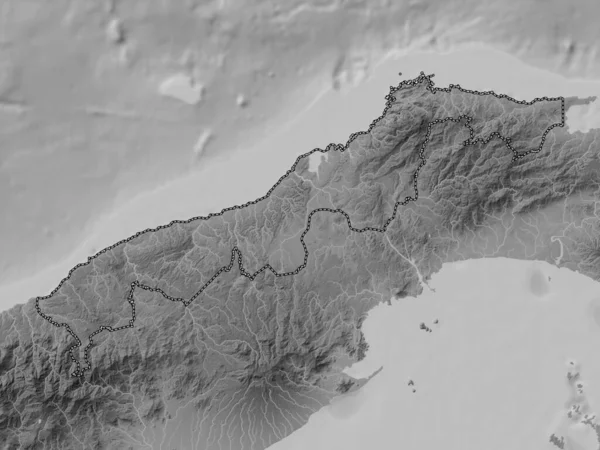Colon Province Panama Grayscale Elevation Map Lakes Rivers — Stok fotoğraf