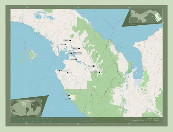 Darien Province Panama Open Street Map Locations Names Major Cities — Stok Foto