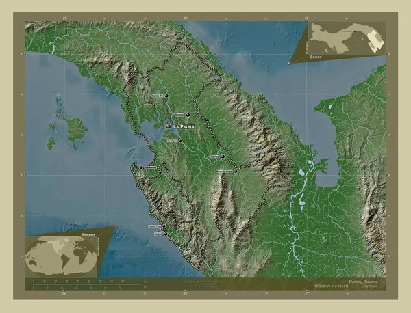 Дар Провінція Панама Висота Карти Забарвлена Вікі Стилі Озерами Річками — стокове фото