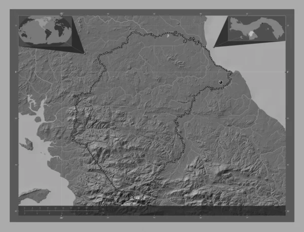Herrera Province Panama Bilevel Elevation Map Lakes Rivers Corner Auxiliary — Stok fotoğraf