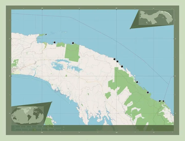Kuna Yala Indigenous Territory Panama Open Street Map Locations Major — 스톡 사진