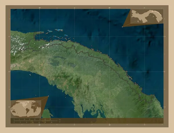 Kuna Yala Indigenous Territory Panama Low Resolution Satellite Map Corner — Stockfoto