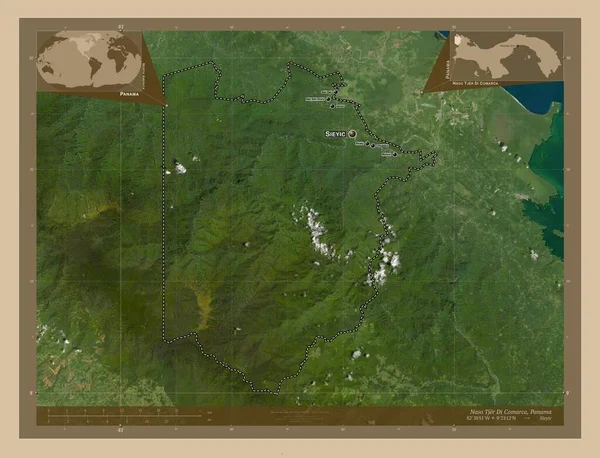 Naso Tjer Comarca Province Panama Low Resolution Satellite Map Locations — Stockfoto