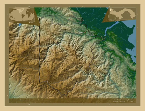 Naso Tjer Comarca Province Panama Colored Elevation Map Lakes Rivers — Stock Photo, Image