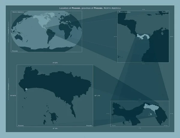 Panama Province Panama Diagram Showing Location Region Larger Scale Maps — Stock Photo, Image