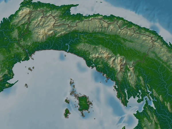 Panama Province Panama Colored Elevation Map Lakes Rivers — Stockfoto