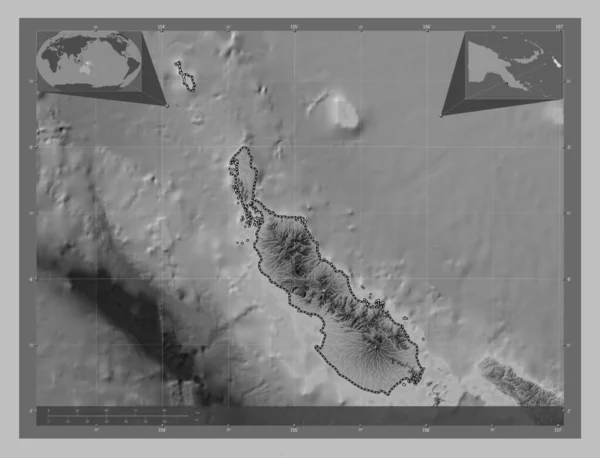 Bougainville Autonomous Region Papua New Guinea Grayscale Elevation Map Lakes —  Fotos de Stock