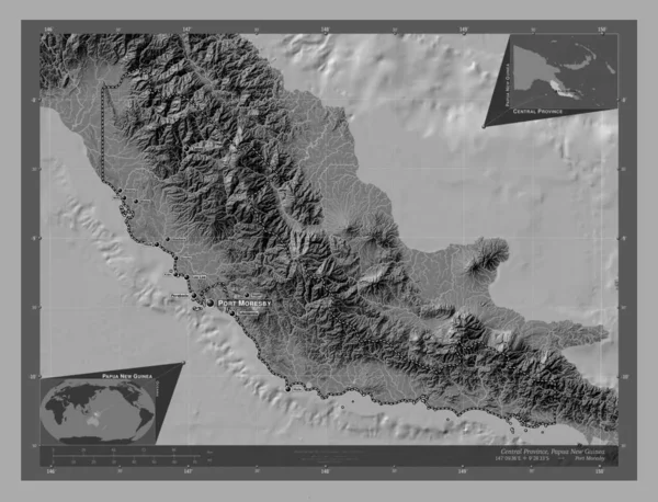 Central Province Province Papua New Guinea Bilevel Elevation Map Lakes —  Fotos de Stock