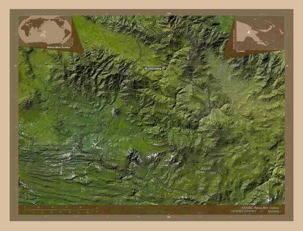 Chimbu Province Papua New Guinea Low Resolution Satellite Map Locations — стоковое фото