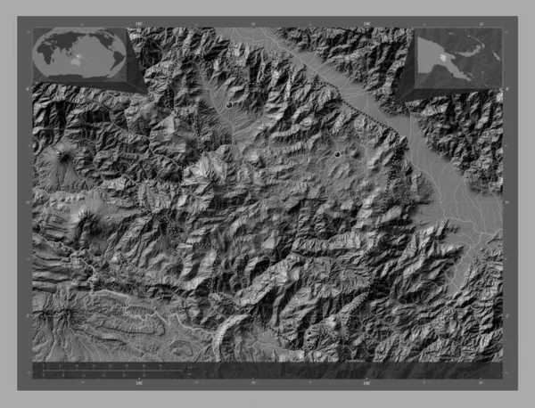 Eastern Highlands Province Papua New Guinea Bilevel Elevation Map Lakes — Stockfoto