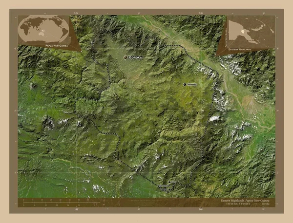 Східний Нагір Провінція Папуа Нова Гвінея Супутникова Карта Низькою Роздільною — стокове фото