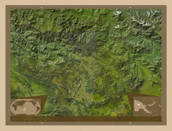 Енґа Провінція Папуа Нова Гвінея Супутникова Карта Низькою Роздільною Здатністю — стокове фото