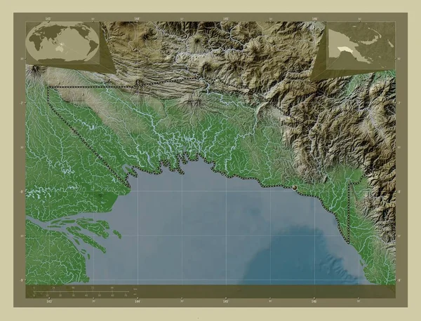 Gulf Провінція Папуа Нова Гвінея Висота Карти Забарвлена Вікі Стилі — стокове фото