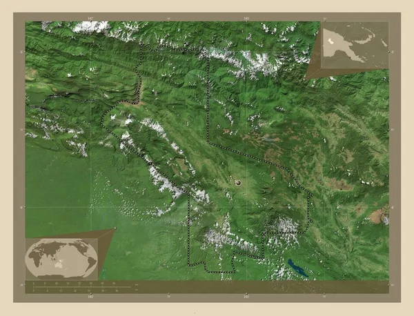 Hela Province Papua New Guinea High Resolution Satellite Map Corner — Stockfoto