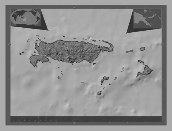 Manus Province Papua New Guinea Bilevel Elevation Map Lakes Rivers — Stok fotoğraf