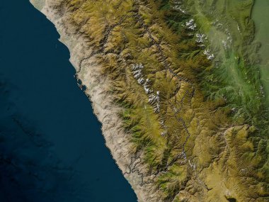 Ancash, region of Peru. Low resolution satellite map