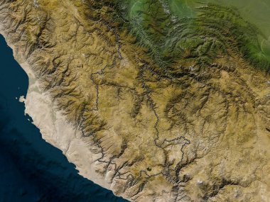 Ayacucho, region of Peru. Low resolution satellite map