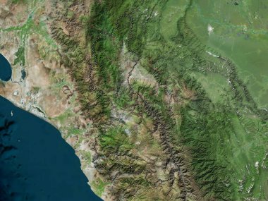 Cajamarca, region of Peru. High resolution satellite map