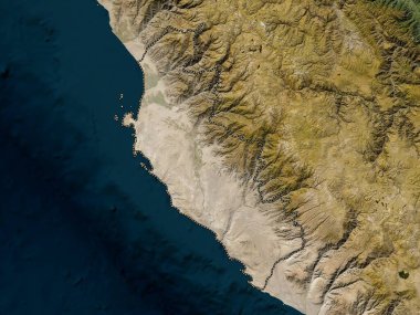 Ica, region of Peru. Low resolution satellite map