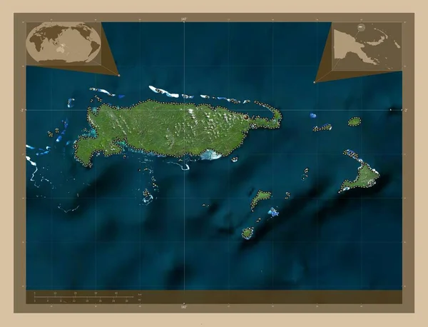 Manus Province Papua New Guinea Low Resolution Satellite Map Corner — Photo