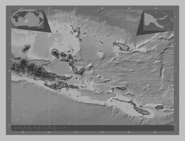 Milne Bay Province Papua New Guinea Grayscale Elevation Map Lakes — Stock fotografie