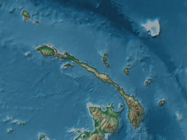 New Ireland Province Papua New Guinea Colored Elevation Map Lakes —  Fotos de Stock