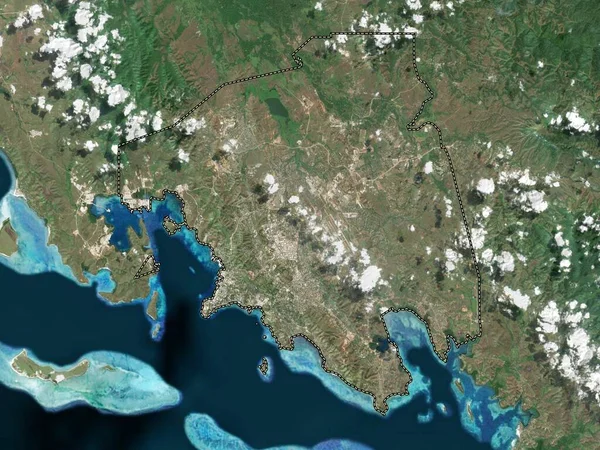 Port Moresby District Papua New Guinea Low Resolution Satellite Map — Stock fotografie